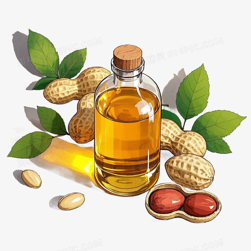 手绘风格花生油免抠元素