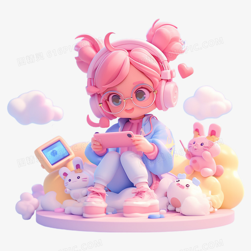 3D立体风潮人物免抠元素