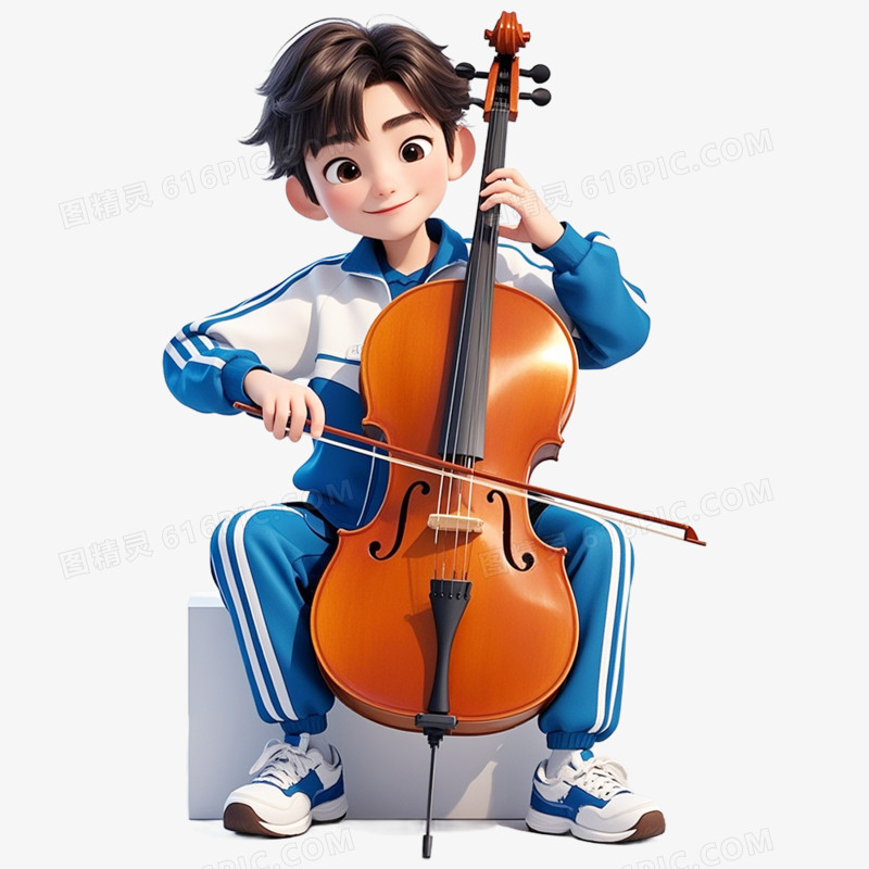 3D立体人物弹奏乐器免抠元素