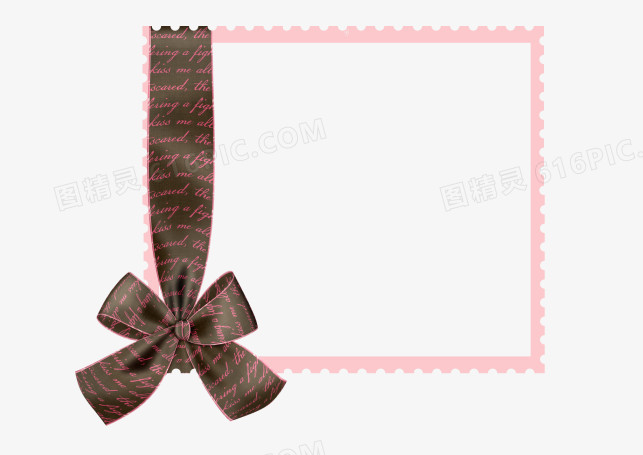 棕色蝴蝶结彩带装饰粉色相框