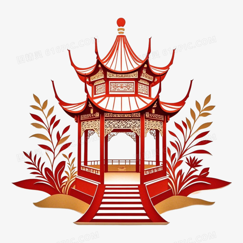亭台楼阁古建筑免抠元素