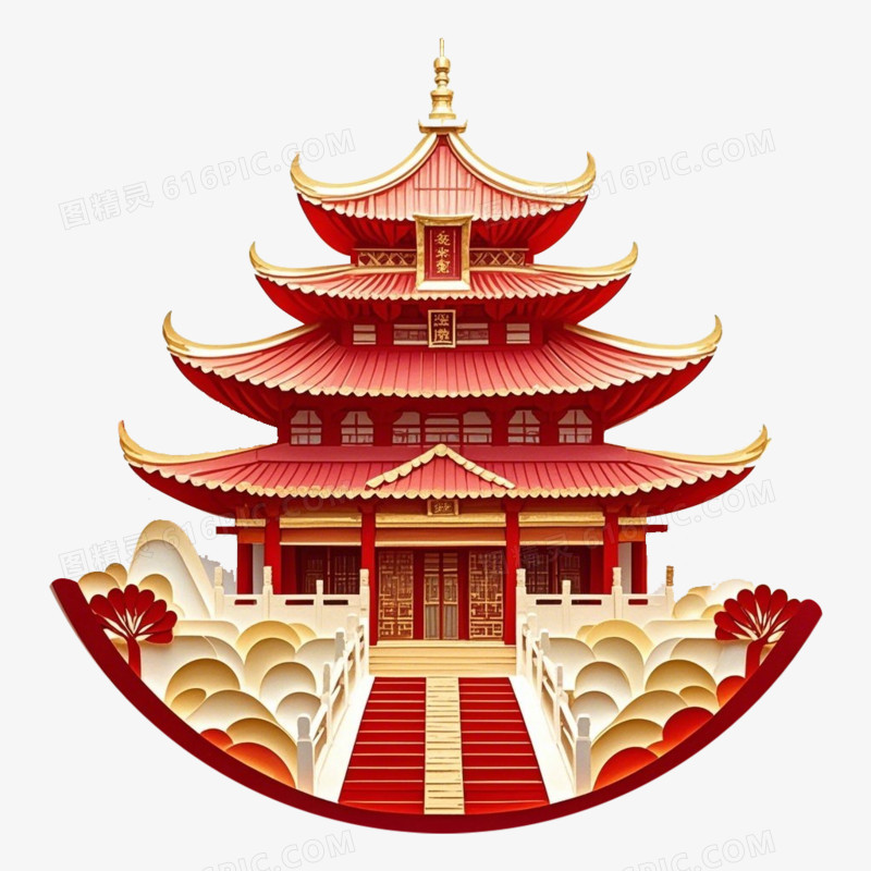 亭台楼阁古建筑免抠元素
