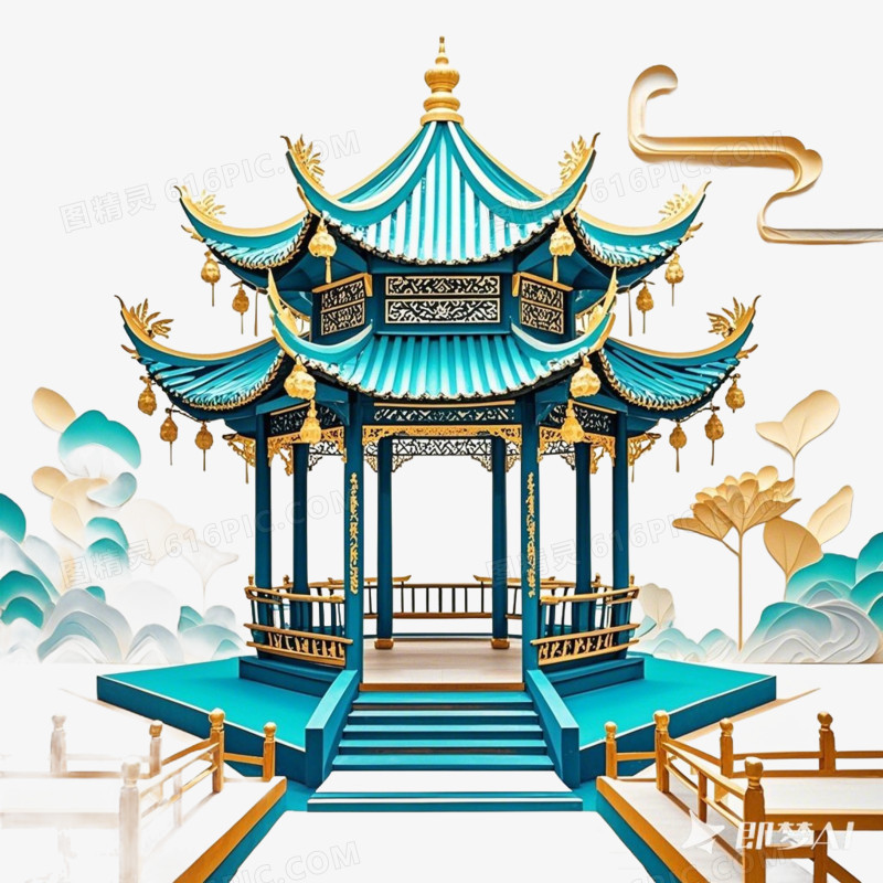 亭台楼阁古建筑免抠元素