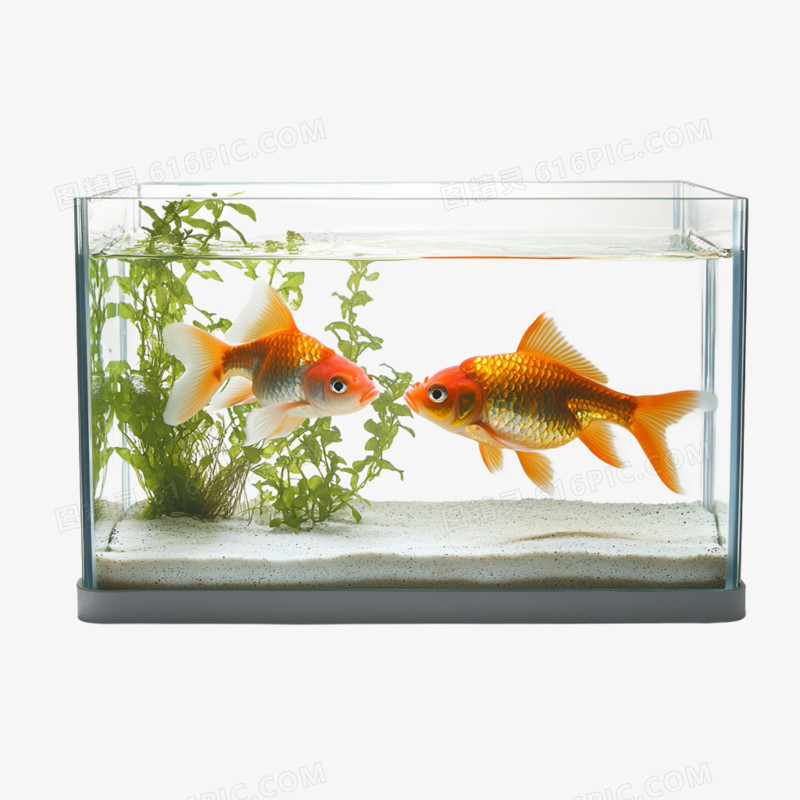 实物拍摄玻璃鱼缸养鱼免抠元素