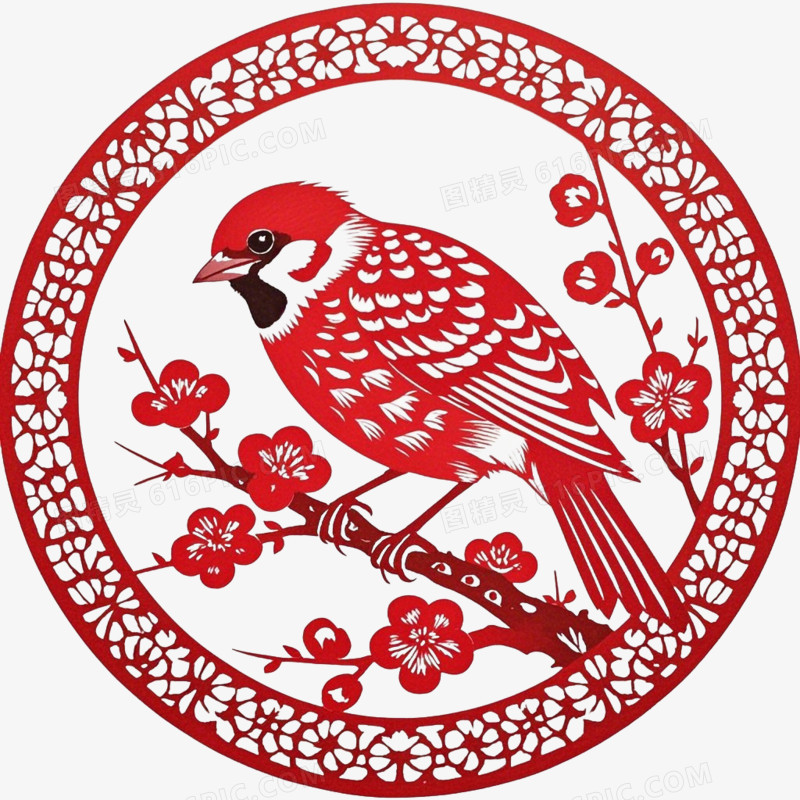 麻雀在梅花树枝上的免抠元素
