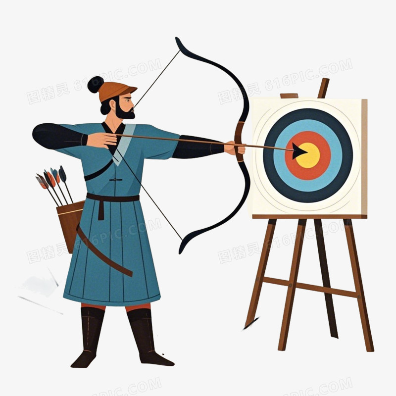 穿着古代服饰的男人在射箭的免抠元素