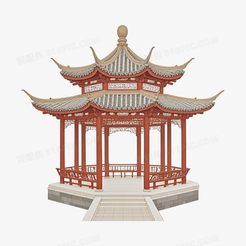 传统亭台楼阁古建筑免抠元素