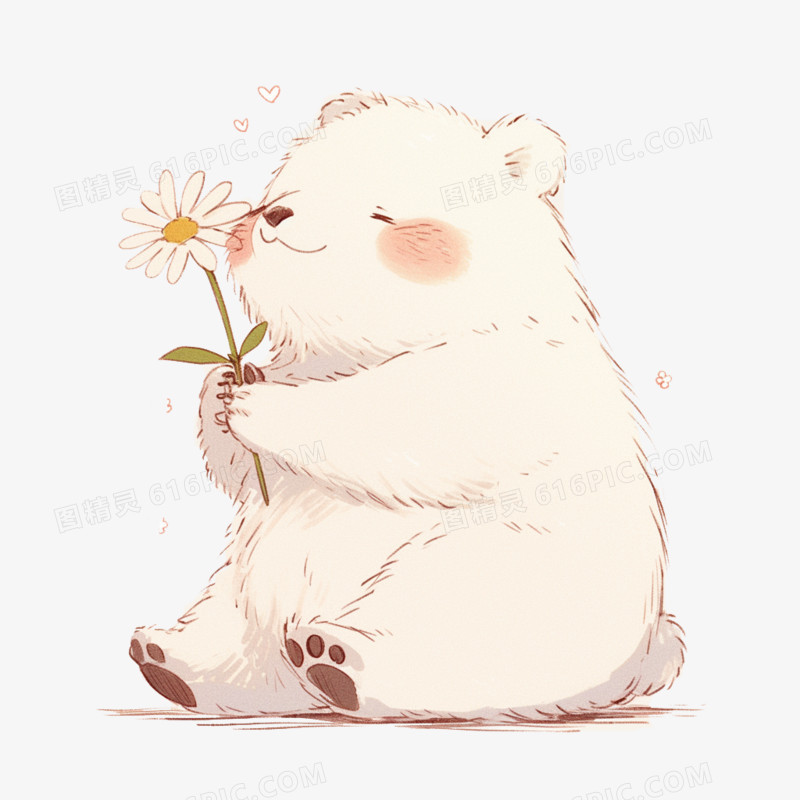 动物闻花香免抠元素