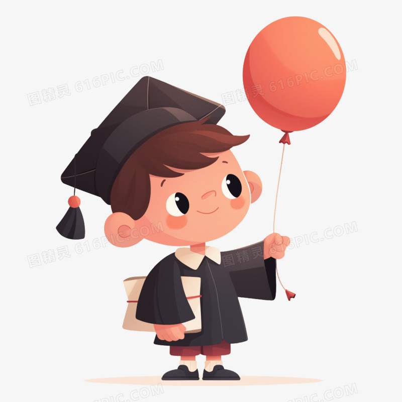 插画风毕业季小学生元素