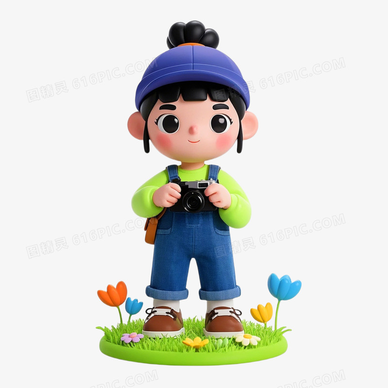 3D粘土风格女生出游免抠元素
