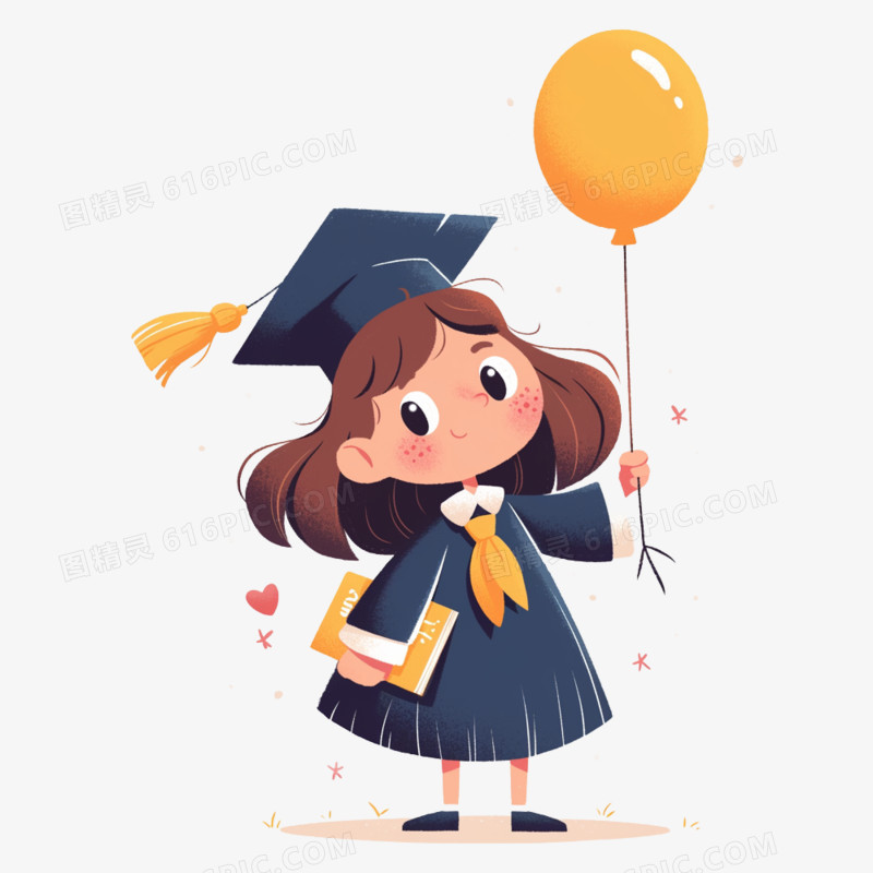插画风毕业季小学生元素