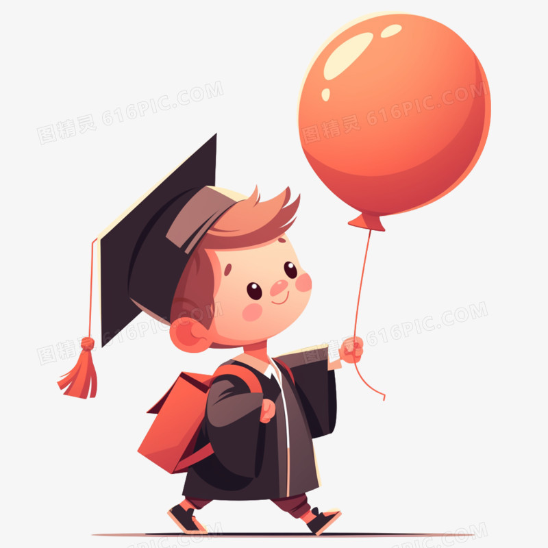 插画风毕业季小学生元素