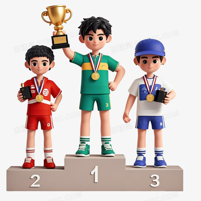 3D立体人物领奖免抠元素