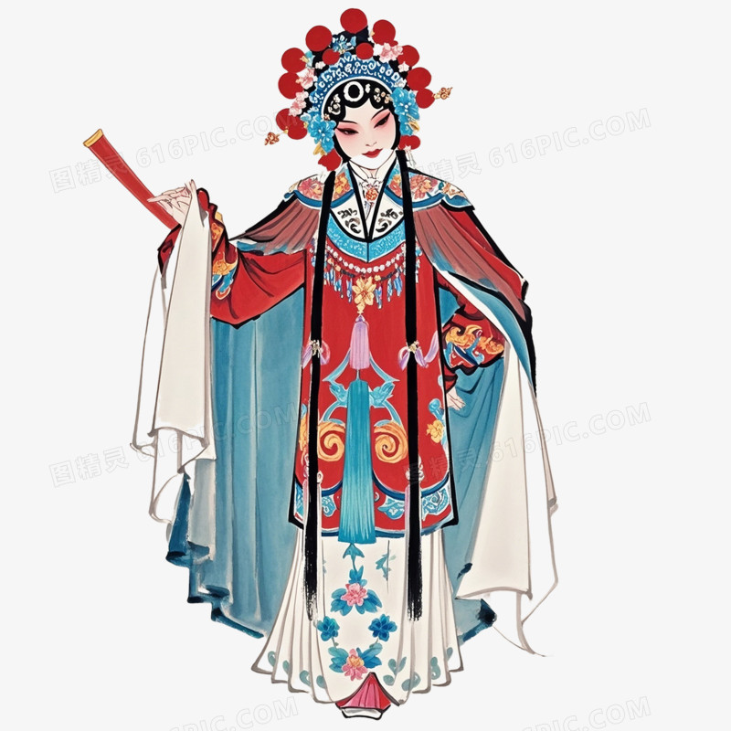 中国水墨风插画京剧经典角色免抠元素