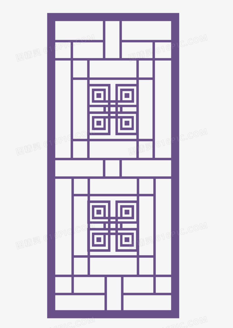 紫色矢量雕刻门窗花纹