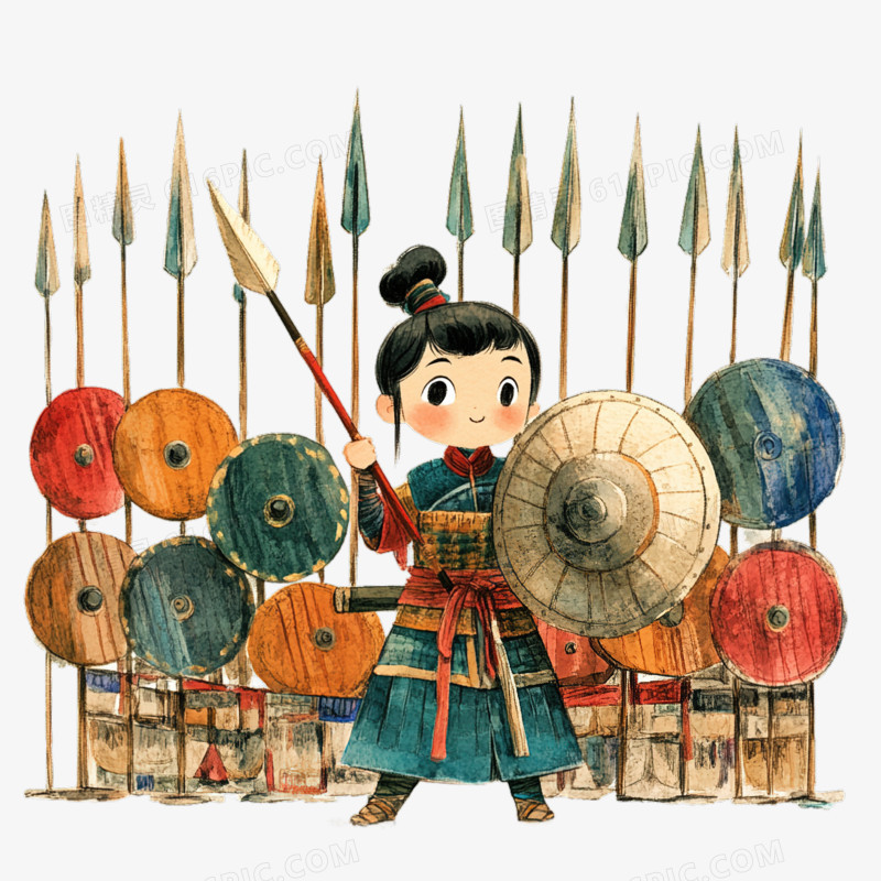 自相矛盾插画免抠元素