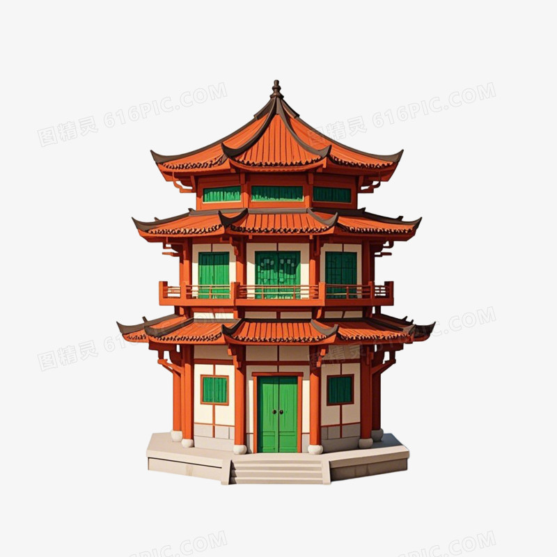 中国风中式建筑亭台楼阁免抠元素