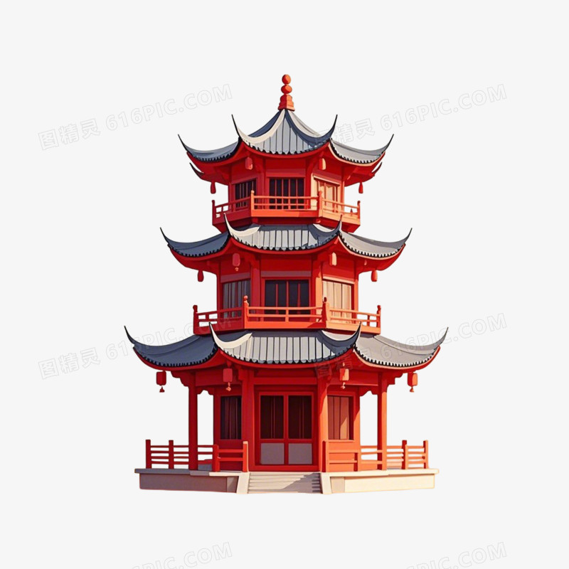 中国风中式建筑亭台楼阁免抠元素