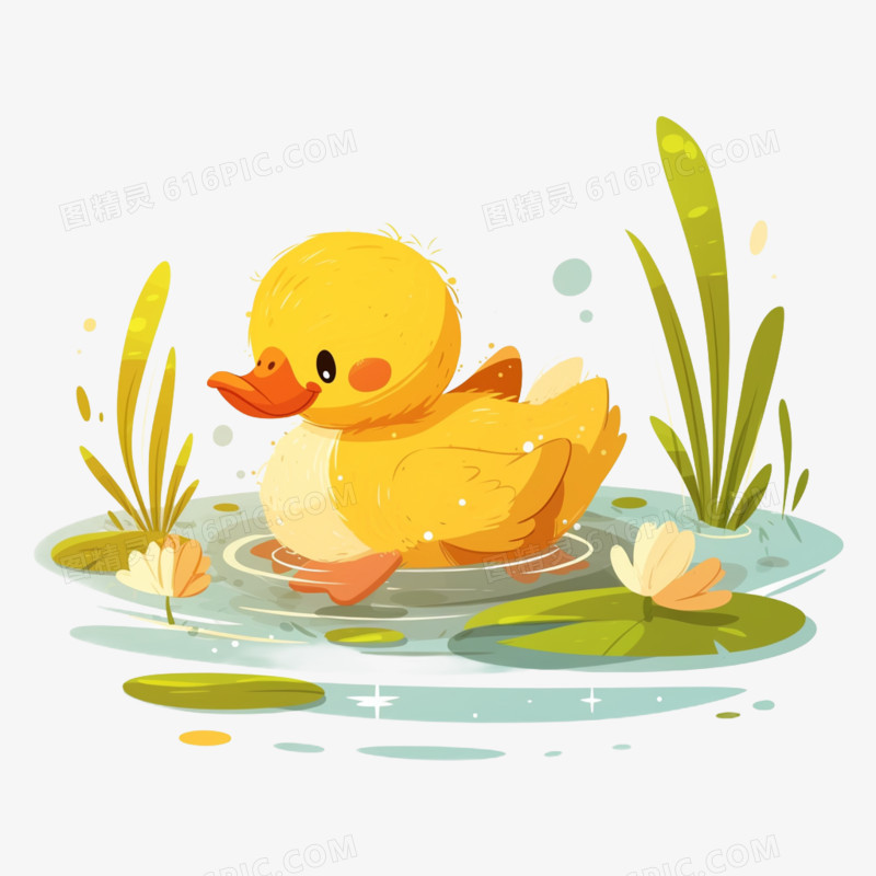 插画风丑小鸭绘本故事元素