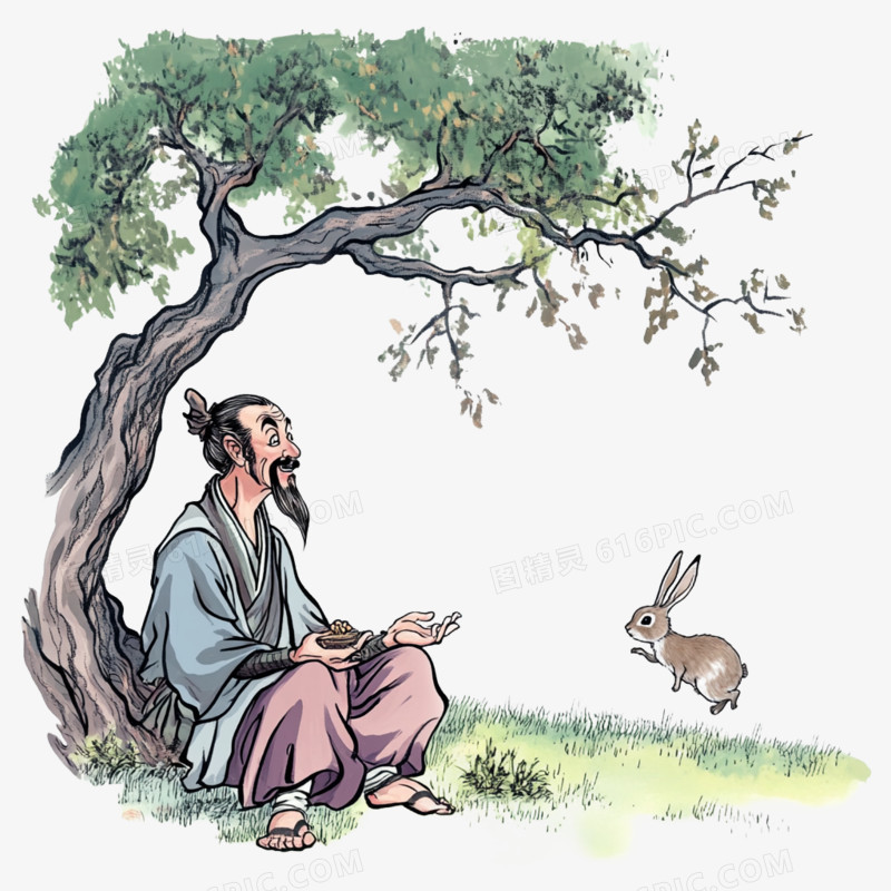 绘本故事守株待兔免抠元素