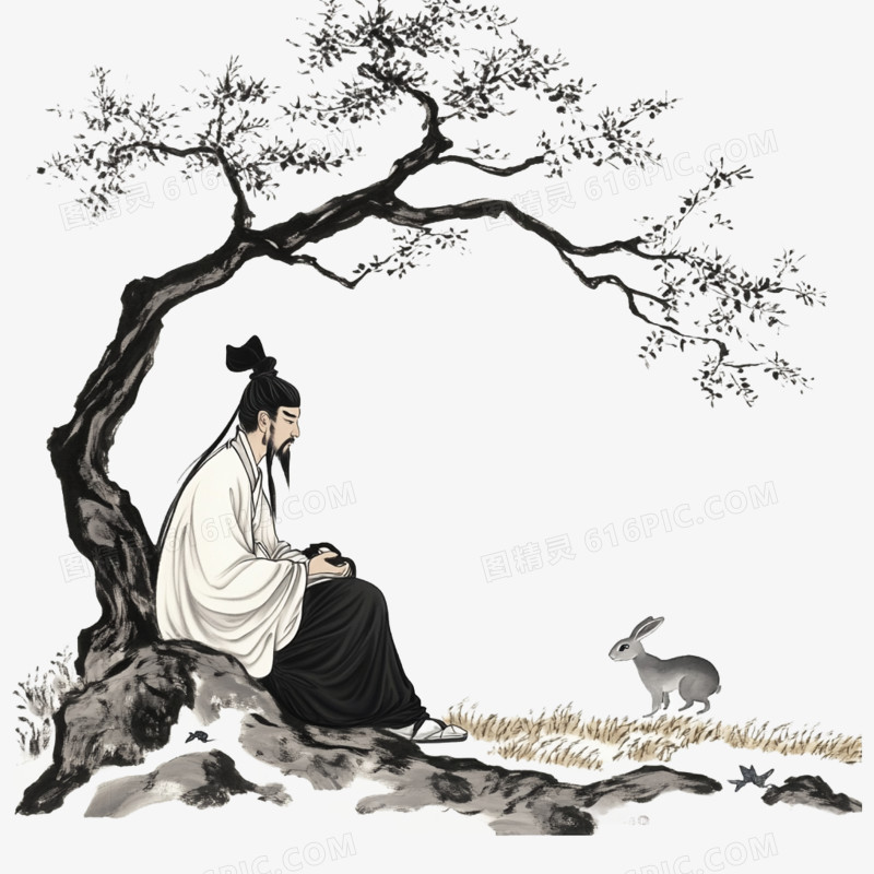 绘本故事守株待兔免抠元素