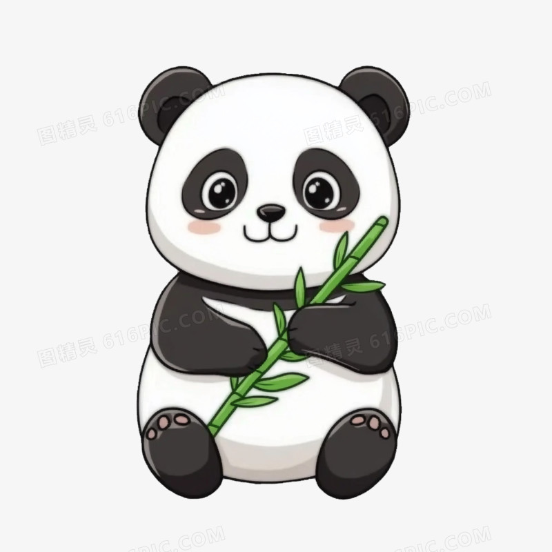 卡通可爱描边简笔画熊猫免抠元素