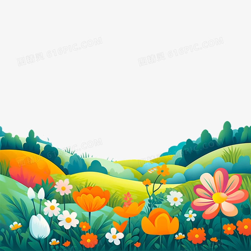 小清新花丛免抠元素