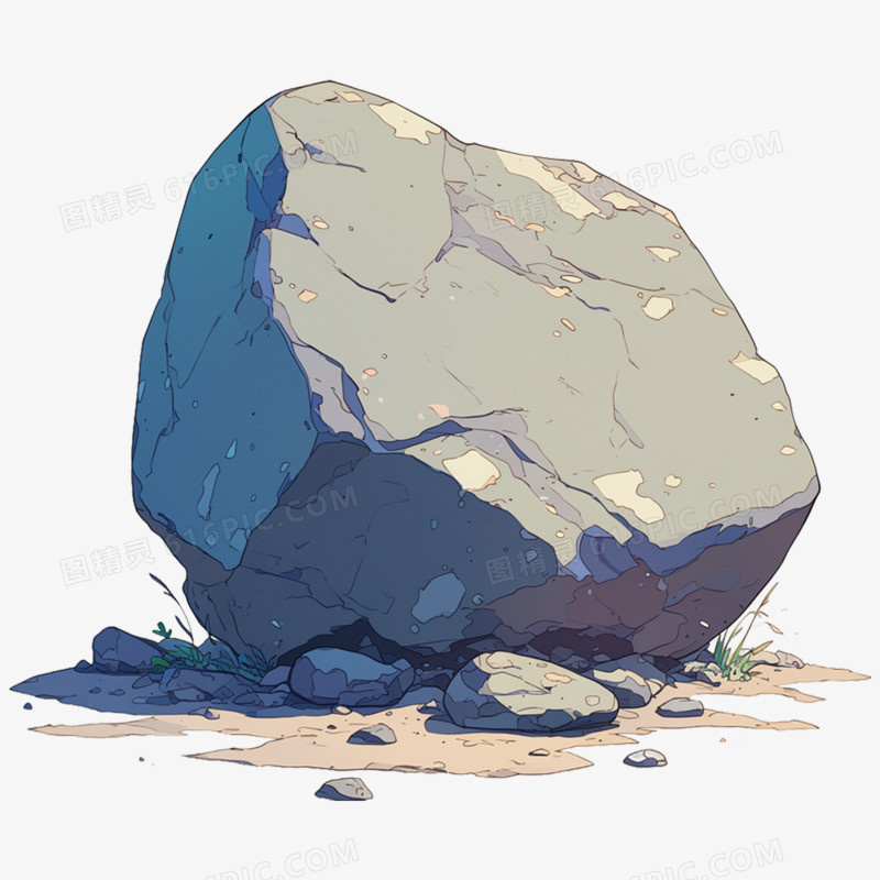 手绘插画岩石石头免抠元素