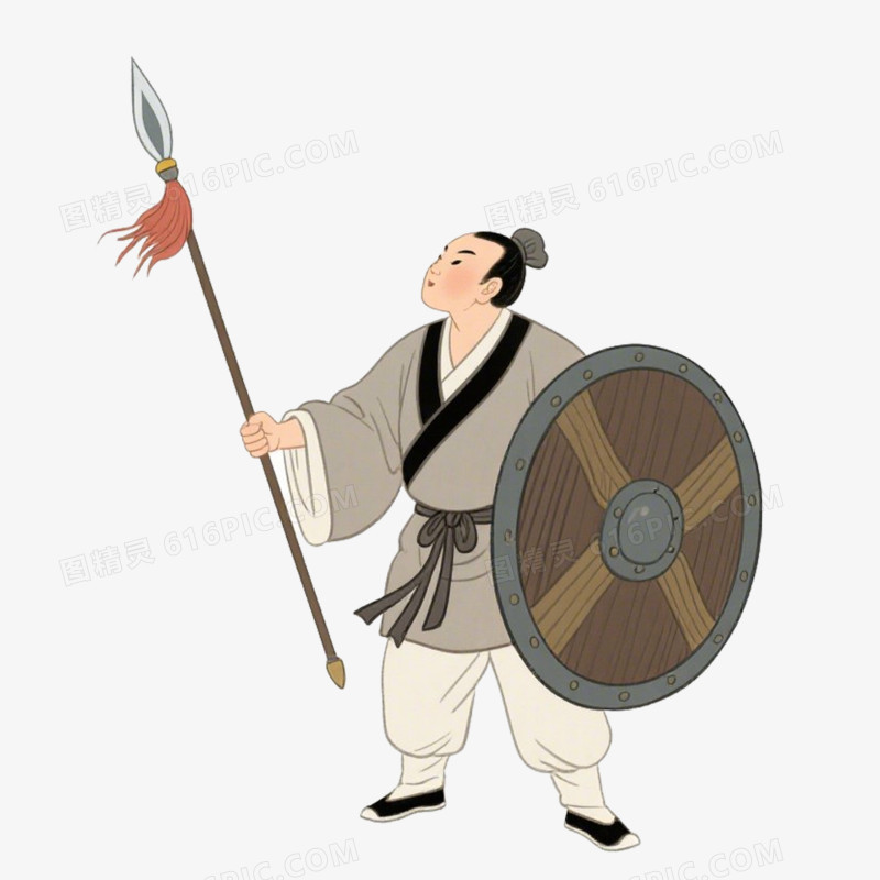 插画风自相矛盾故事免抠元素