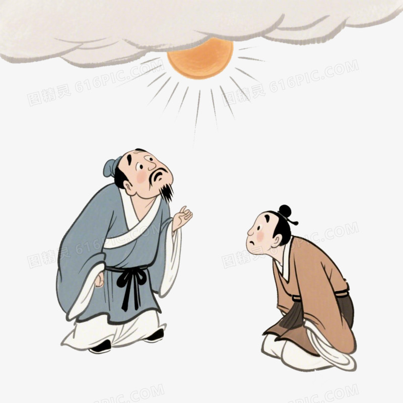 插画风杞人忧天故事免抠元素