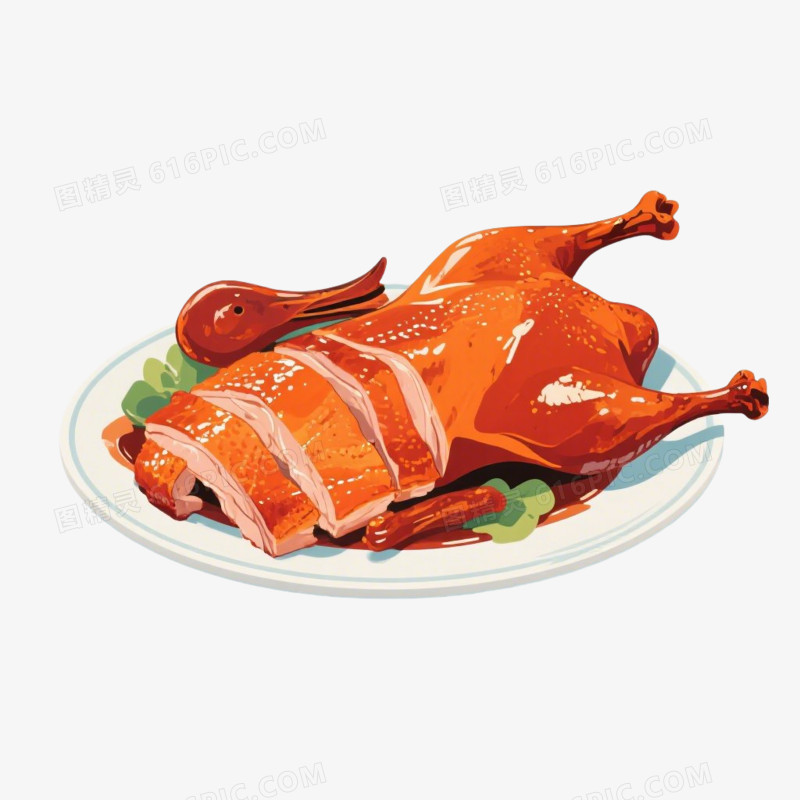 插画风烧鹅免抠元素