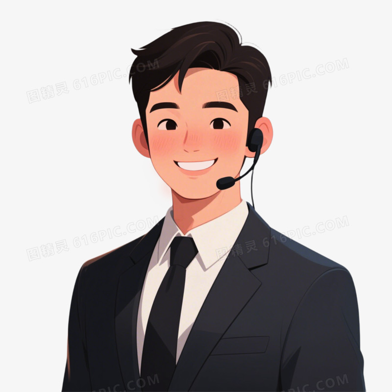 插画风男性客服免抠元素