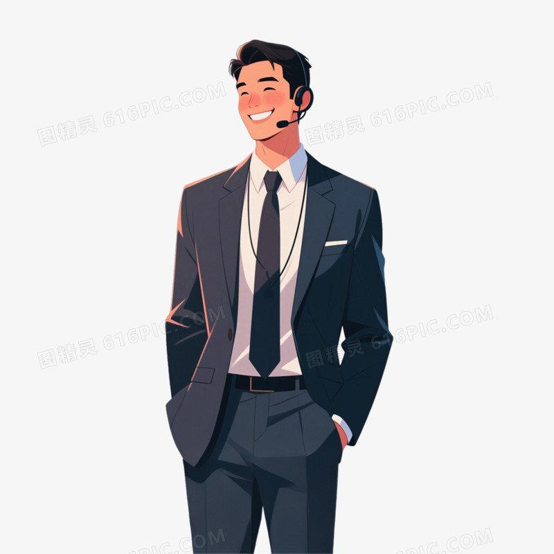 插画风男性客服免抠元素