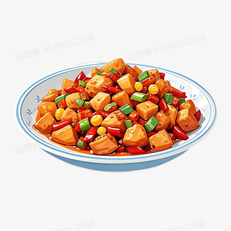 一组卡通手绘湘菜特殊美食免抠元素