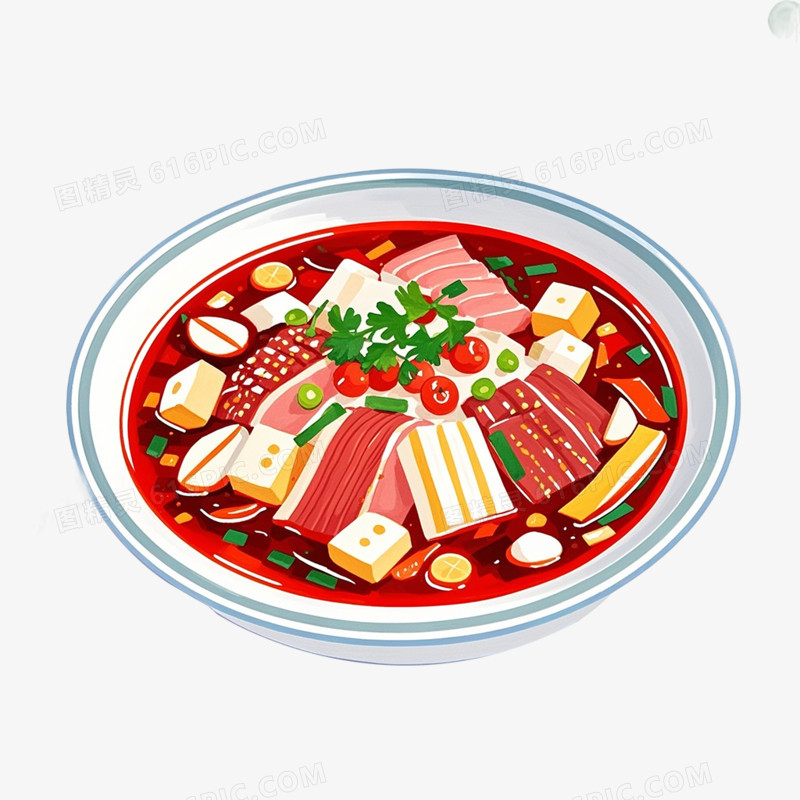 一组卡通手绘湘菜特殊美食免抠元素