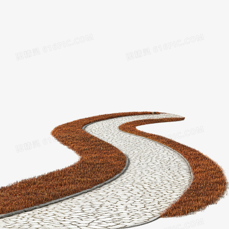 插画风石块小路路径免抠元素