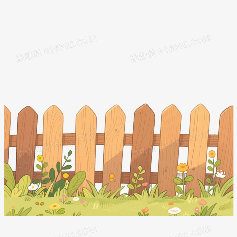 手绘插画围栏免抠元素