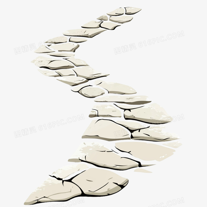 插画风石块小路路径免抠元素