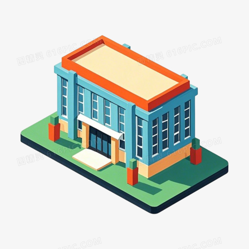 机关大楼立体小建筑免抠元素