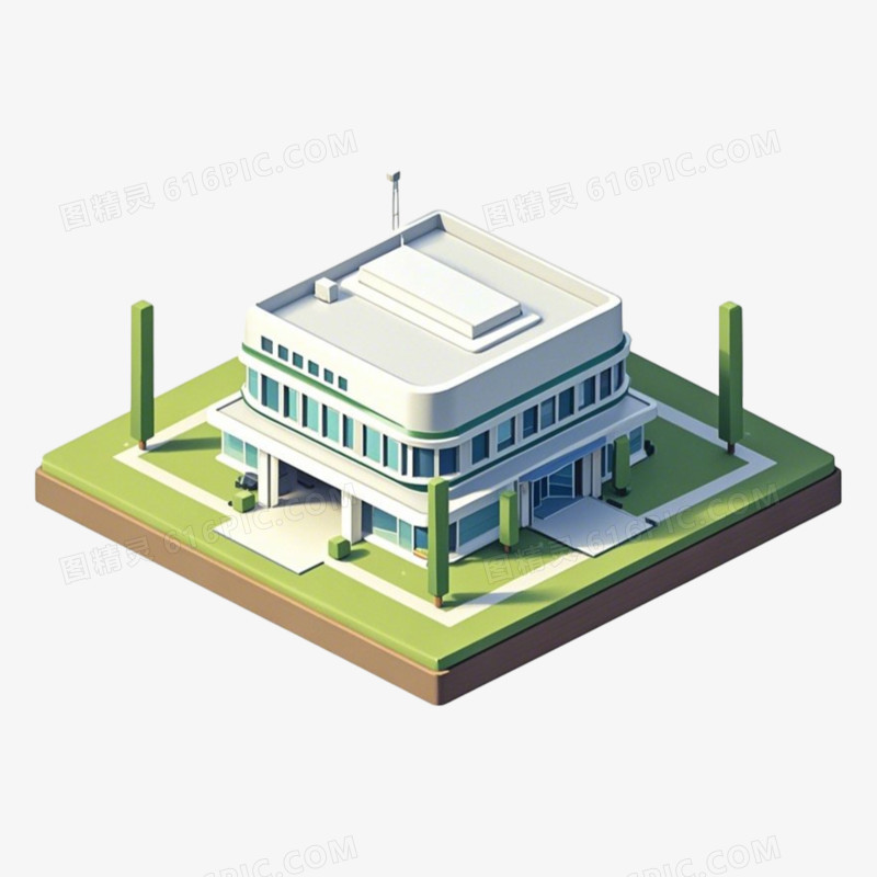 工厂图立体小建筑免抠元素