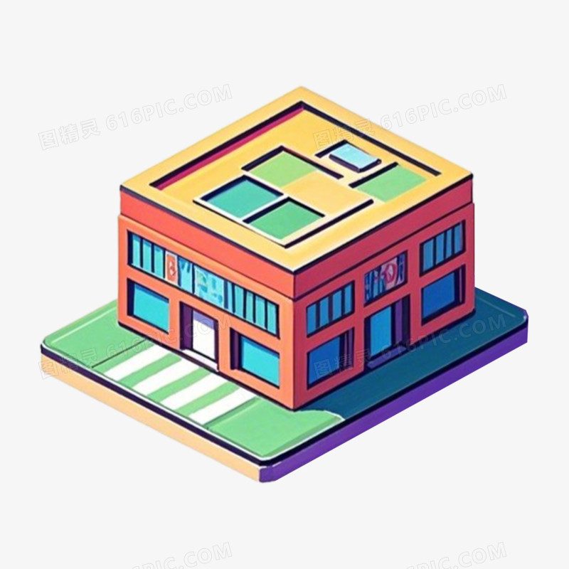 便利店立体小建筑免抠元素