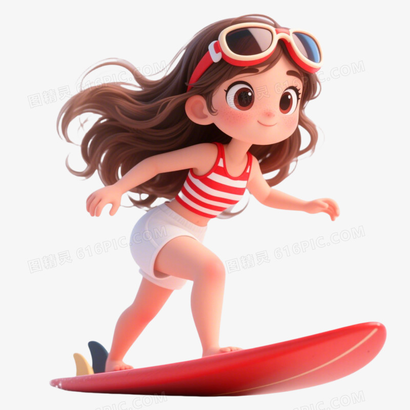 C4D插画夏日冲浪免抠元素