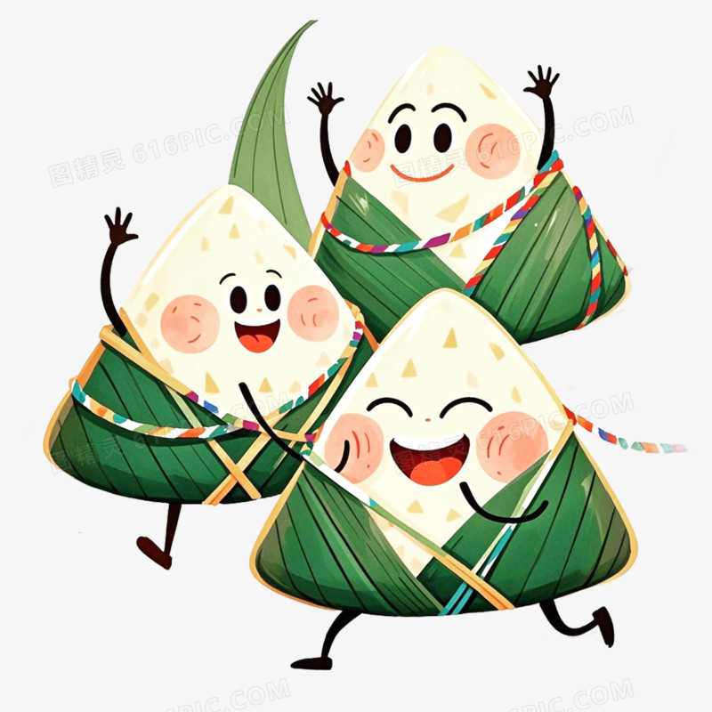 插画风端午节拟人粽子免抠元素