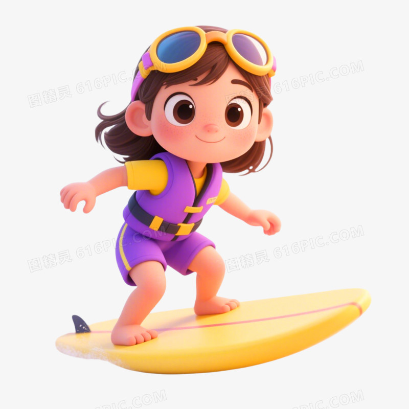 C4D插画夏日冲浪免抠元素