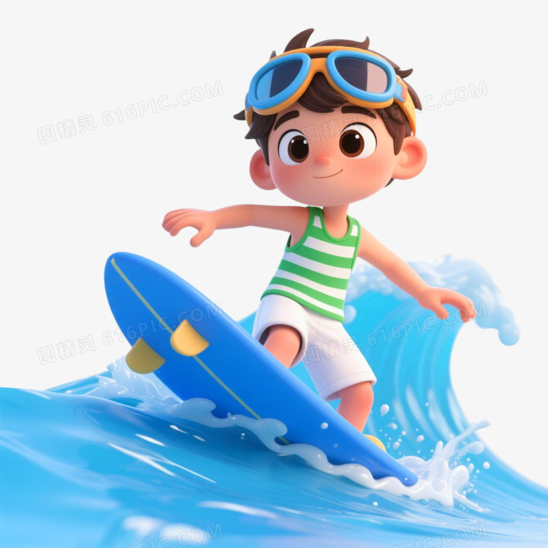 C4D插画夏日冲浪免抠元素