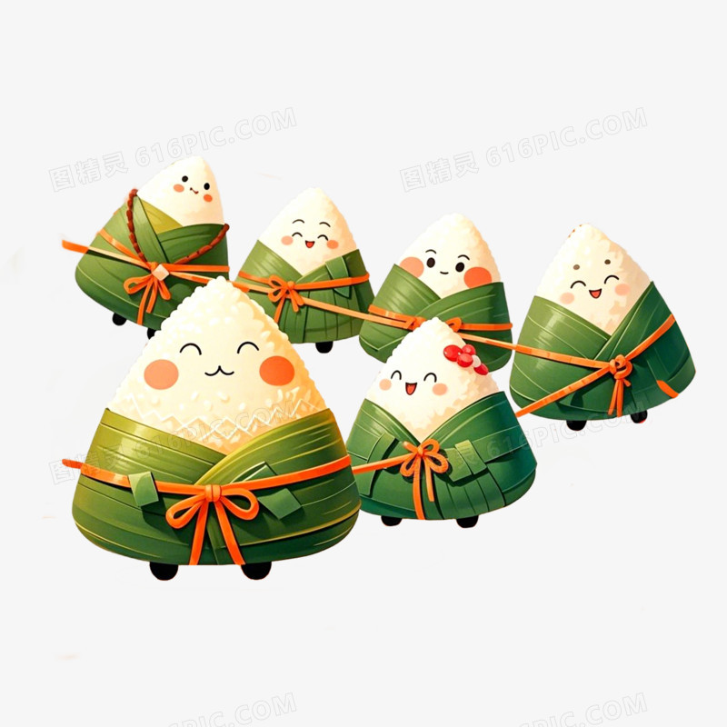插画风端午节拟人粽子免抠元素