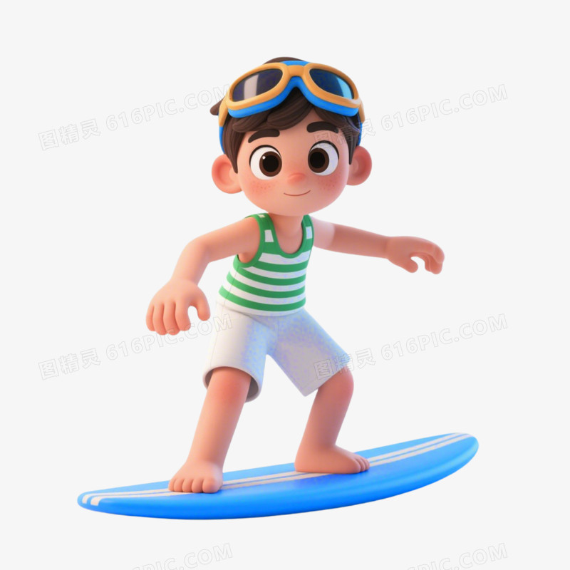 C4D插画夏日冲浪免抠元素