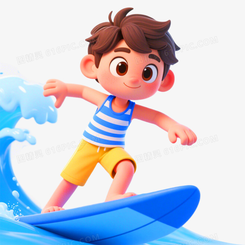 C4D插画夏日冲浪免抠元素