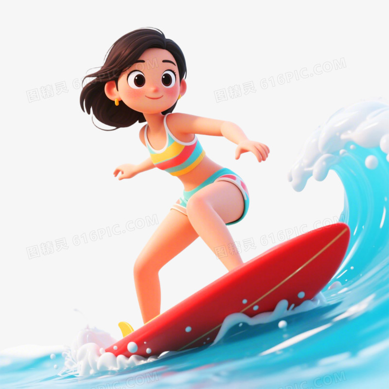 C4D插画夏日冲浪免抠元素