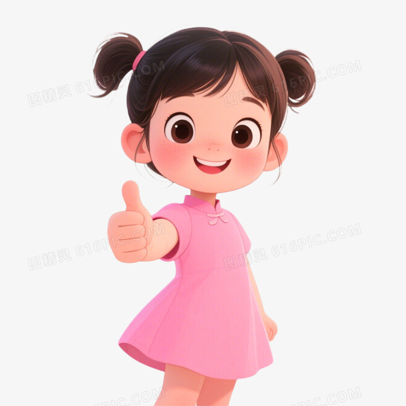 扁平化插画风格小孩子竖大拇指免抠元素
